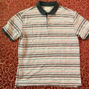 LINKSOUL Men's Short Sleeve Striped Polo Shirt Luxury Cotton Size XL